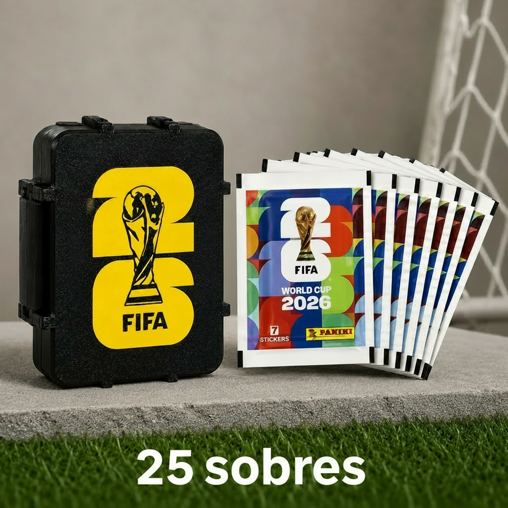 25 SOBRES FIFA WORLD CUP 2026🌎 + PORTA LAMINAS Y CANILLERAS DE REGALO